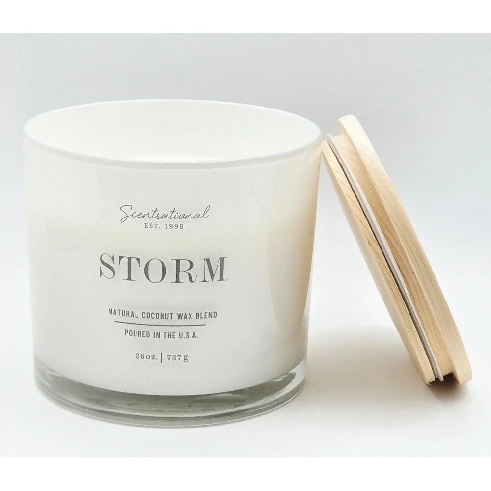 Scentsational Storm Candle 26oz White Coconut Wax Blend Wood Lid